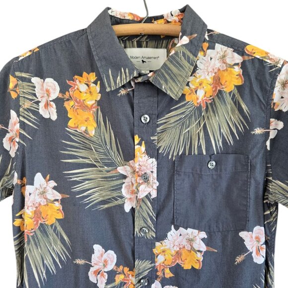 Modern Amusement Mens Short Sleeve Hawaiian Shirt Tropical Hibiscus Small - Picture 6 of 9